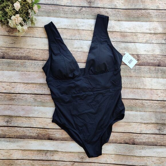 Andie Black Mykonos Swimsuit Size XXL One Piece Deep Plunge New With Tags - Picture 1 of 13